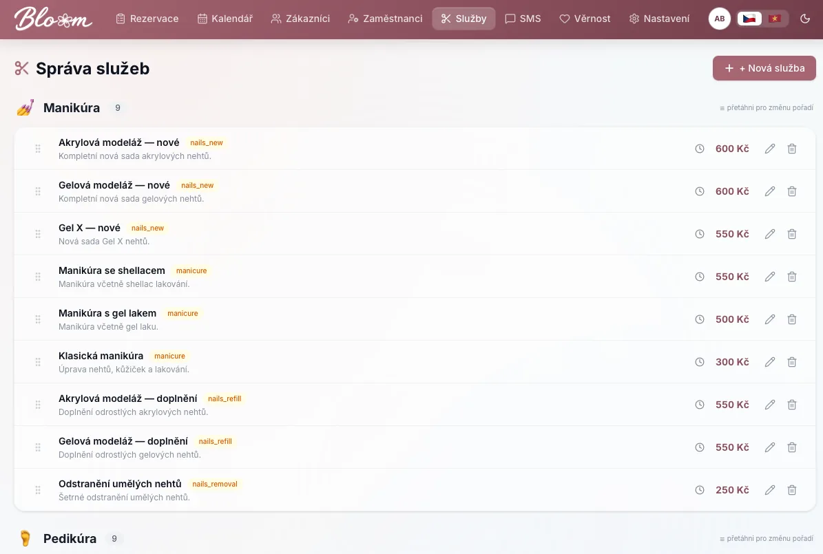BloomStudio — SMS notifikace